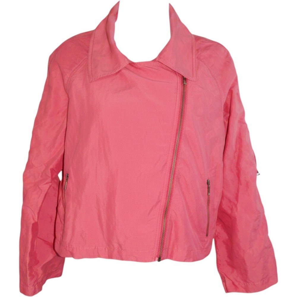 Cabi Women's‎ Size Medium Coral Pink Asymmetric Zip Moto Jacket Style